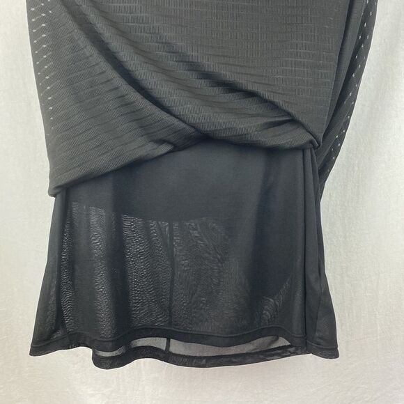 Ice Black Sheer Long Striped Maxi Skirt M - Picture 4 of 5